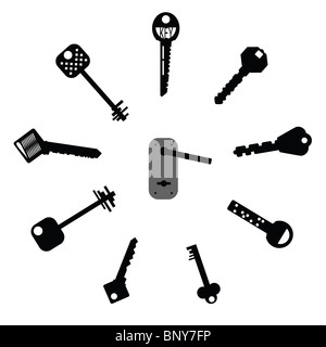 Reihe von Design-Elemente - Schlüssel-Silhouetten Stockfoto