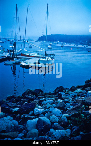 Segelboote im Hafen von Camden ME Stockfoto