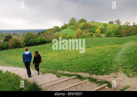 Blick Richtung Chalice Hill Glastonbury Somerset UK Stockfoto