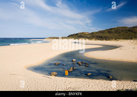 Mündung des Margaret River, Leeuwin Naturaliste Nationalpark, Westaustralien, Australien. Stockfoto