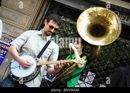 Straßenmusikanten in Quartier Latin Paris Frankreich Stockfoto