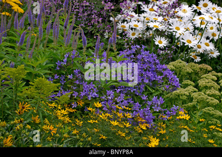 Eine bunt gemischte Blume Grenze in einen Bauerngarten Stockfoto