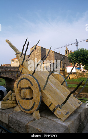 Galizien Spanien Padron Cart Statue Stockfoto