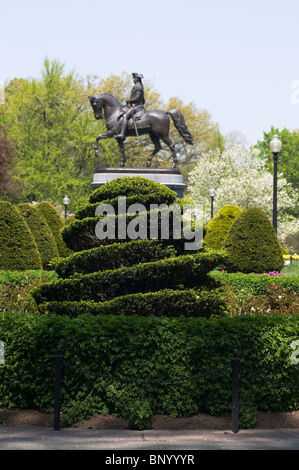 George Washington-Statue im Stadtpark von Boston. Stockfoto