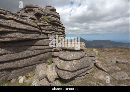 Blick vom Slieve Binian, Mourne Mountains, County Down, Nordirland, Vereinigtes Königreich Stockfoto