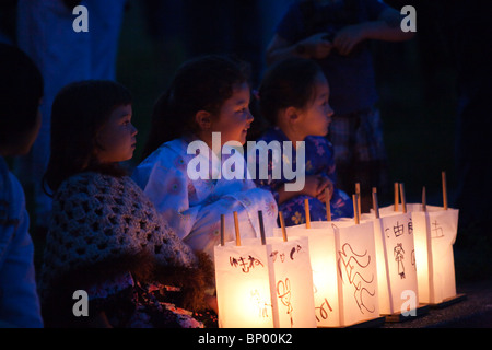 Hoffnung nach Hiroshima ist eine jährliche Veranstaltung, die Erinnerung an diejenigen, die bei den Bombenanschlägen auf Hiroshima und Nagasaki starben. Stockfoto