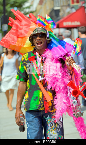 Ware Verkäufer bei Gay-Pride-Parade, London, England, UK, Europa Stockfoto