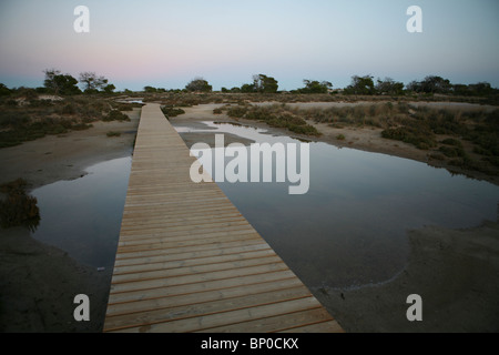 Promenade in San Pedro del Pinatar Regionalpark, Salinas de San Pedro. Stockfoto