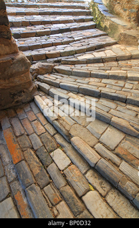 Typische steinerne Treppen und Pflaster in der Heilige Berg Athos Stockfoto
