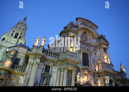 Iglesia Catedral de Santa María de Murcia - Murcia Kathedrale, Abend Stockfoto
