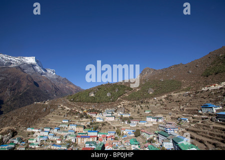 Nepal, Everest-Region, Namche Bazar, Khumbu-Tal. Die letzte Stadt beliebiger Größe auf das Everest Base Camp trek Stockfoto