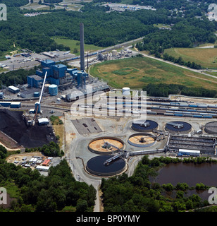 Luftaufnahme über Kohle-Kraftwerk Kläranlage Philadelphia Pennsylvania Stockfoto