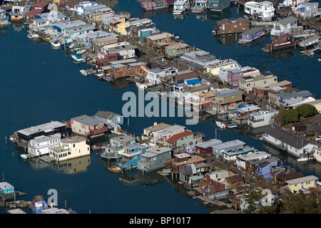 Luftaufnahme über Hausboote Sausalito Marin county in Kalifornien Stockfoto