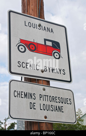 Louisiana, Washington, zweisprachige Straße melden Sie in Englisch und Französisch Stockfoto