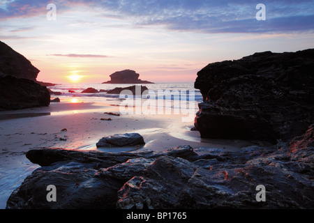 Sonnenuntergang Portreath Cornwall England UK Stockfoto