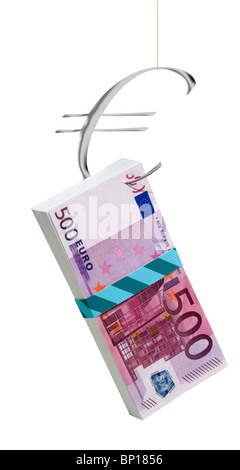 500 Euro-Scheine von Eurozeichen angeschlossen Stockfoto