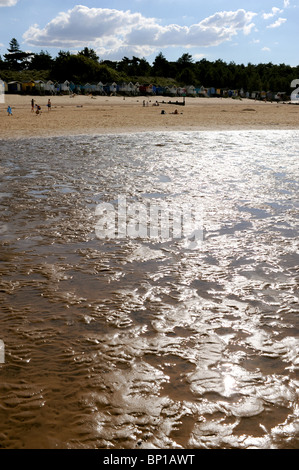 Der Strand am Brunnen als nächstes des Meeres bei Ebbe Norfolk UK Stockfoto