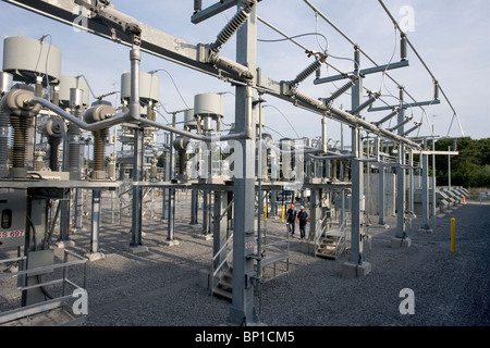 Detailaufnahmen auf eine elektrische Leistung Sub station Stockfoto