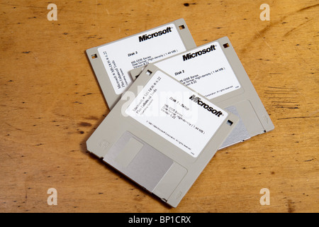 Die drei Microsoft DOS V6. 22 System Festplatten /discs. Stockfoto