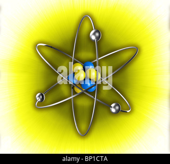 3D CGI-Modell der Struktur des Atoms, Struktur des Atoms zeigt den Kern und den Elektronen-orbitale Stockfoto