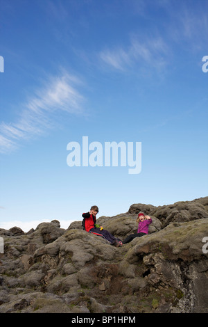 Bláfell Campingplatz im Hochland von Island. Laki Krater, Lakagígar, Vatnajökull-Nationalpark Stockfoto