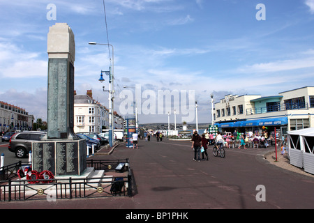 Kriegerdenkmal an der Esplanade Strandpromenade Weymouth, Dorset Stockfoto