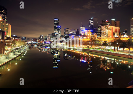 Die Melbourne Skyline bei Nacht. Victoria, Australien Stockfoto