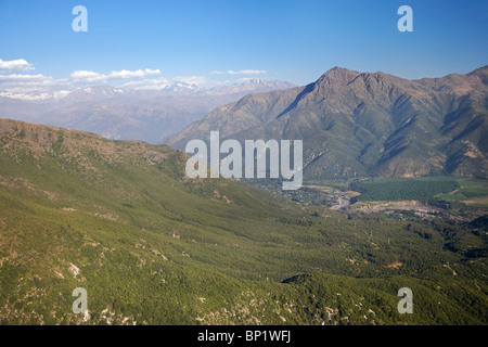 Maipo Valley und Anden, in der Nähe von Santiago, Chile, Südamerika - Antenne Stockfoto