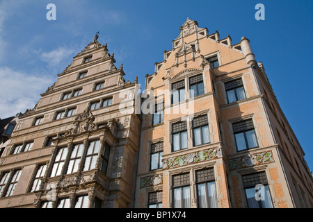 RESTAURIERWERKSTATT GEBÄUDE LINKS SEITE, RENAISSANCE-MIDDLE CLASS HOUSE VON 1499, HANNOVER, NIEDERSACHSEN, DEUTSCHLAND Stockfoto