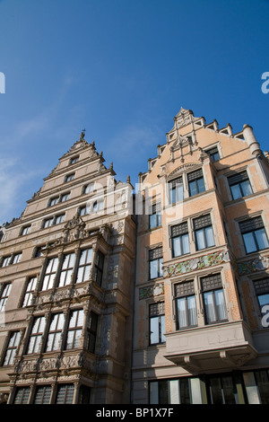 RESTAURIERWERKSTATT GEBÄUDE LINKS SEITE, RENAISSANCE-MIDDLE CLASS HOUSE VON 1499, HANNOVER, NIEDERSACHSEN, DEUTSCHLAND Stockfoto