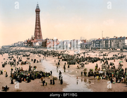 Die Promenade und der Turm von Pier Süd, Blackpool, England, um 1900 Stockfoto