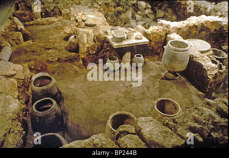 DAS VERBRANNTE HAUS - REKONSTRUKTION EINES JÜDISCHEN HAUSES IN HERODIAN OBEREN JERUSALEM IN DER NÄHE HERODESS TEMPEL JERUSALEM. Stockfoto