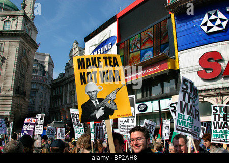 politische Kundgebung am Piccadilly Circus, london Stockfoto