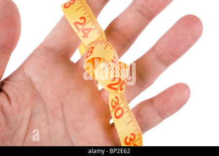 Maßband mit weißem Hintergrund Stockfoto