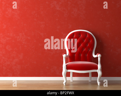 rote und weiße Innenarchitektur mit minimalen Elemente Stockfoto