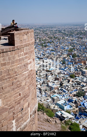 Ansicht der Stadt Jodhpur aus dem Meherangarh Fort. Rajasthan. Indien Stockfoto
