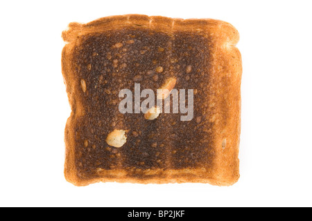 ein geröstetes Brot Scheibe mit weißem Hintergrund Stockfoto