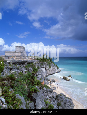 Maya Tempel archäologische Website, Tulum, Quintana Roo Zustand, Mexiko Stockfoto