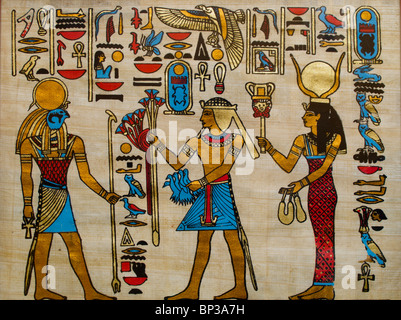 Malerei auf ägyptischen Papyrus Stockfoto