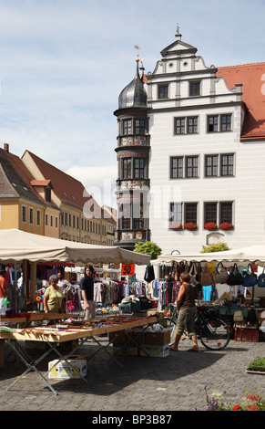 Der Markt Platz von Torgau, einer deutschen Stadt an der Elbe. Stockfoto