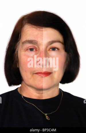 Portrait einer Frau zeigen extreme Retusche. Stockfoto