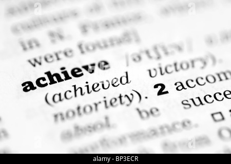 Wörterbuch-Definition zu erreichen Stockfoto