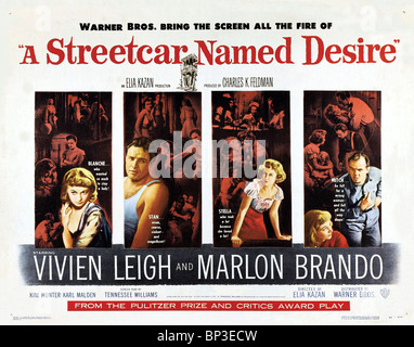 VIVIEN LEIGH, Marlon Brando, Kim Hunter und Karl Malden, Plakat, eine Endstation Sehnsucht, 1951 Stockfoto