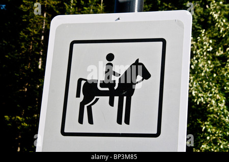 Schild mit Pferd Testversion, Jasper Nationalpark, Kanada Stockfoto