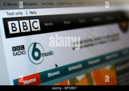 Ein Foto-Illustration der BBC 6 Musik Webseite oder homepage Stockfoto