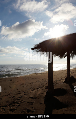 Strandhütte in Follonica, Italien Stockfoto