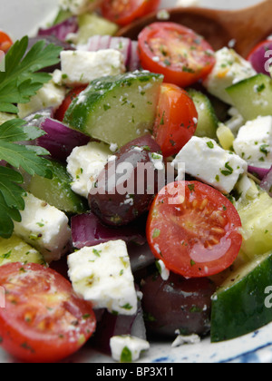 Nahaufnahme einer Schüssel griechischen Salat Stockfoto