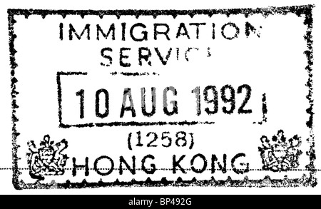 Hong Kong, Passstempel, 1992 Stockfoto