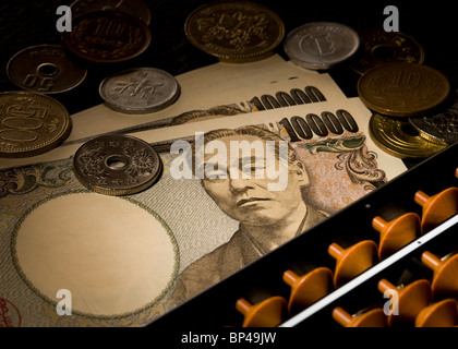 Abacus auf japanische Geld Stockfoto