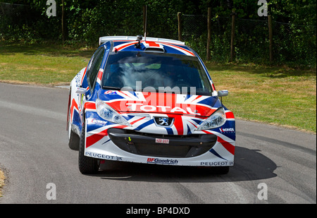 2010 Peugeot 207 S2000 IRC mit Fahrer Kris Meeke auf der 2010 Goodwood Festival of Speed, Sussex, UK. Stockfoto